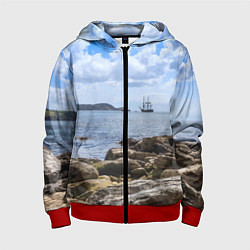 Детская толстовка на молнии Парусник на горизонте океана