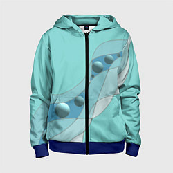 Толстовка на молнии детская Голубая геометрическая абстракция Круги и сферы Го, цвет: 3D-синий