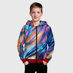 Толстовка на молнии детская Радужные переливы, цвет: 3D-красный — фото 2