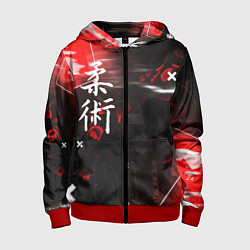 Детская толстовка на молнии Джиу-Джитсу : Глитч красный