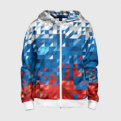 Детская толстовка на молнии Полигональный флаг России!