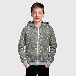 Толстовка на молнии детская Серый абстрактный узор ретро с кольцами, цвет: 3D-меланж — фото 2