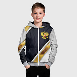 Толстовка на молнии детская Gold and white Russia, цвет: 3D-меланж — фото 2