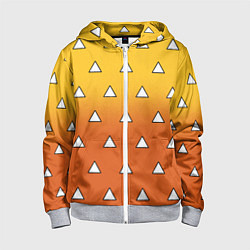 Детская толстовка на молнии Оранжевое кимоно с треугольниками - Зеницу клинок