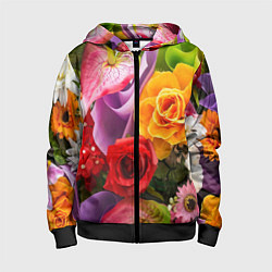 Толстовка на молнии детская Прекрасный цветочный букет, цвет: 3D-черный
