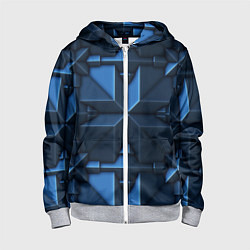 Толстовка на молнии детская Синяя объёмная броня киборга, цвет: 3D-меланж