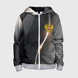 Детская толстовка на молнии Герб РФ киберпанк