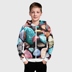 Толстовка на молнии детская Камни разноцветные, цвет: 3D-белый — фото 2