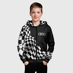 Толстовка на молнии детская Audi racing flag, цвет: 3D-черный — фото 2
