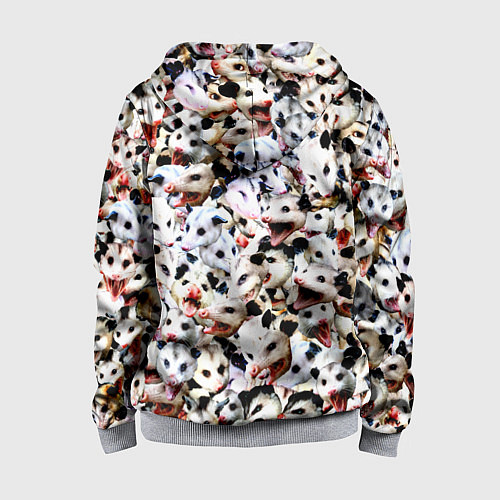 Детская толстовка на молнии Опоссумы / 3D-Меланж – фото 2