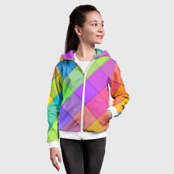 Толстовка на молнии детская Геометрический узор из квадратов, цвет: 3D-белый — фото 2