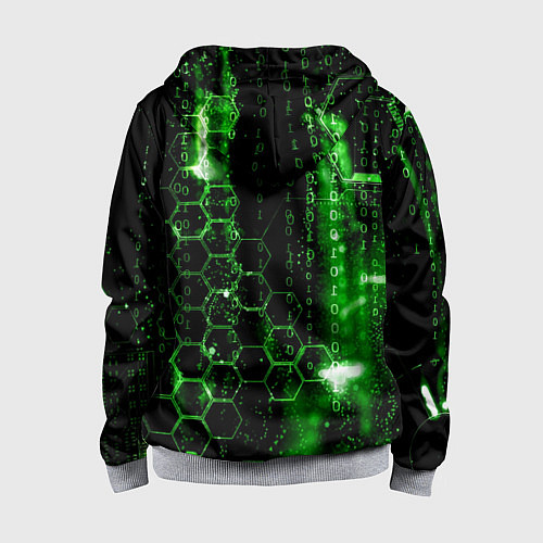 Детская толстовка на молнии Зелёный программный код / 3D-Меланж – фото 2