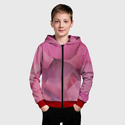 Толстовка на молнии детская Розовые геометрические фигуры, цвет: 3D-красный — фото 2