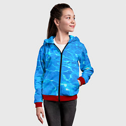 Толстовка на молнии детская Абстрактные волны бассейна - текстура, цвет: 3D-красный — фото 2