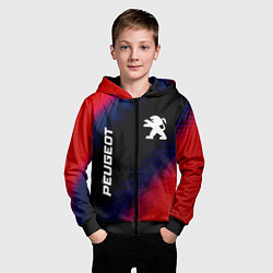 Толстовка на молнии детская Peugeot красный карбон, цвет: 3D-черный — фото 2
