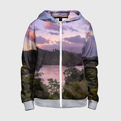 Детская толстовка на молнии Пейзаж вечерней реки и леса