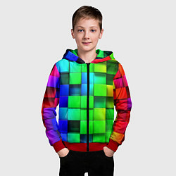 Толстовка на молнии детская Цветные неоновые кубы, цвет: 3D-красный — фото 2