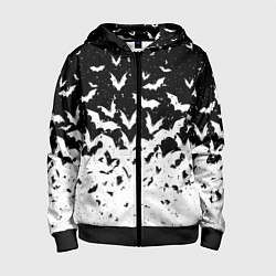 Толстовка на молнии детская Black and white bat pattern, цвет: 3D-черный