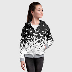 Толстовка на молнии детская Black and white bat pattern, цвет: 3D-меланж — фото 2