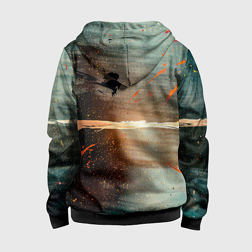 Детская толстовка на молнии Светло-синий абстрактный фон и брызки красок / 3D-Черный – фото 2