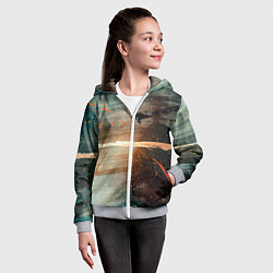 Толстовка на молнии детская Светло-синий абстрактный фон и брызки красок, цвет: 3D-меланж — фото 2