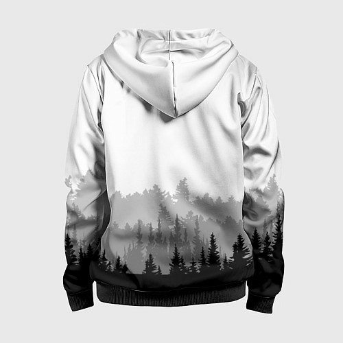 Детская толстовка на молнии Птицы над лесом / 3D-Черный – фото 2