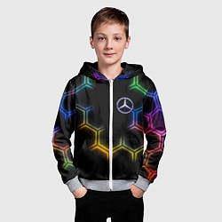 Толстовка на молнии детская Mercedes - neon pattern, цвет: 3D-меланж — фото 2