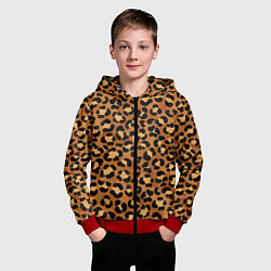 Толстовка на молнии детская Леопардовый цвет, цвет: 3D-красный — фото 2