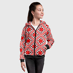 Толстовка на молнии детская Белорусская вышивка - орнамент, цвет: 3D-черный — фото 2