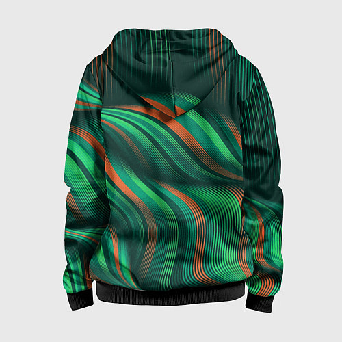 Детская толстовка на молнии Абстрактные объёмные полосы / 3D-Черный – фото 2