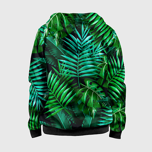 Детская толстовка на молнии Тропические растения - текстура / 3D-Черный – фото 2