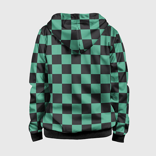 Детская толстовка на молнии Танджиро Камадо клинок рассекающий демонов кимоно / 3D-Черный – фото 2