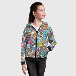 Толстовка на молнии детская Сумасшедший поп-арт, цвет: 3D-черный — фото 2