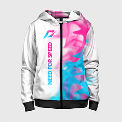 Толстовка на молнии детская Need for Speed neon gradient style: по-вертикали, цвет: 3D-черный