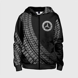 Толстовка на молнии детская Mercedes tire tracks, цвет: 3D-черный