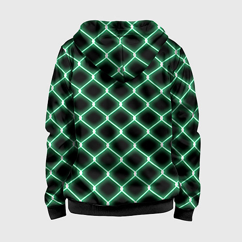 Детская толстовка на молнии Зелёная неоновая сетка / 3D-Черный – фото 2