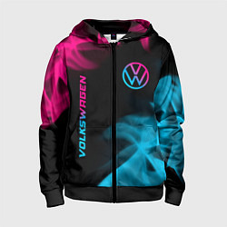 Толстовка на молнии детская Volkswagen - neon gradient: надпись, символ, цвет: 3D-черный