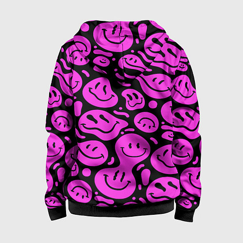 Детская толстовка на молнии Кислотный розовый в смайликах / 3D-Черный – фото 2