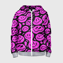 Детская толстовка на молнии Кислотный розовый в смайликах
