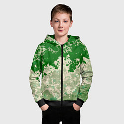 Толстовка на молнии детская Абстракция в зелёных тонах, цвет: 3D-черный — фото 2
