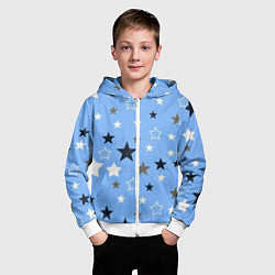 Толстовка на молнии детская Звёзды на голубом фоне, цвет: 3D-белый — фото 2