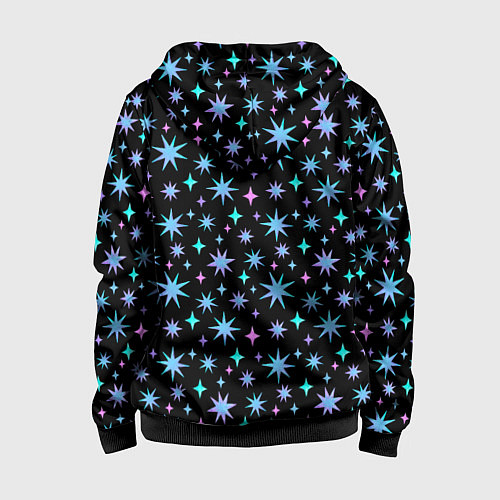 Детская толстовка на молнии Зимние цветные звезды / 3D-Черный – фото 2