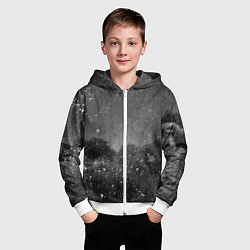 Толстовка на молнии детская Абстрактная тьма и следы белой краски, цвет: 3D-белый — фото 2