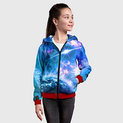 Толстовка на молнии детская Космос - планета и яркая звезда, цвет: 3D-красный — фото 2