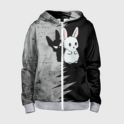 Толстовка на молнии детская Теневой зайка, цвет: 3D-меланж