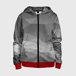 Толстовка на молнии детская Серый геометрический объёмный паттерн, цвет: 3D-красный