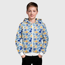Толстовка на молнии детская Шарики новогодние ёлочные, синие, цвет: 3D-белый — фото 2
