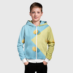 Толстовка на молнии детская Жёлтый и голубой цвета и абрикосы, цвет: 3D-белый — фото 2