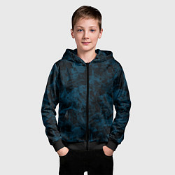 Толстовка на молнии детская Синий и черный мраморный узор, цвет: 3D-черный — фото 2