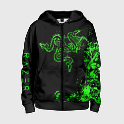 Толстовка на молнии детская Razer брызги, цвет: 3D-черный